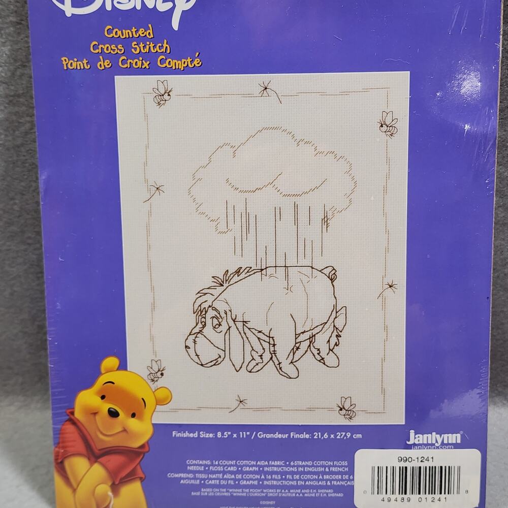 Eeyore Under Rain Cloud Sketch 1135-90 Counted Cross Stitch Kit Size 8.5"x11 NIP